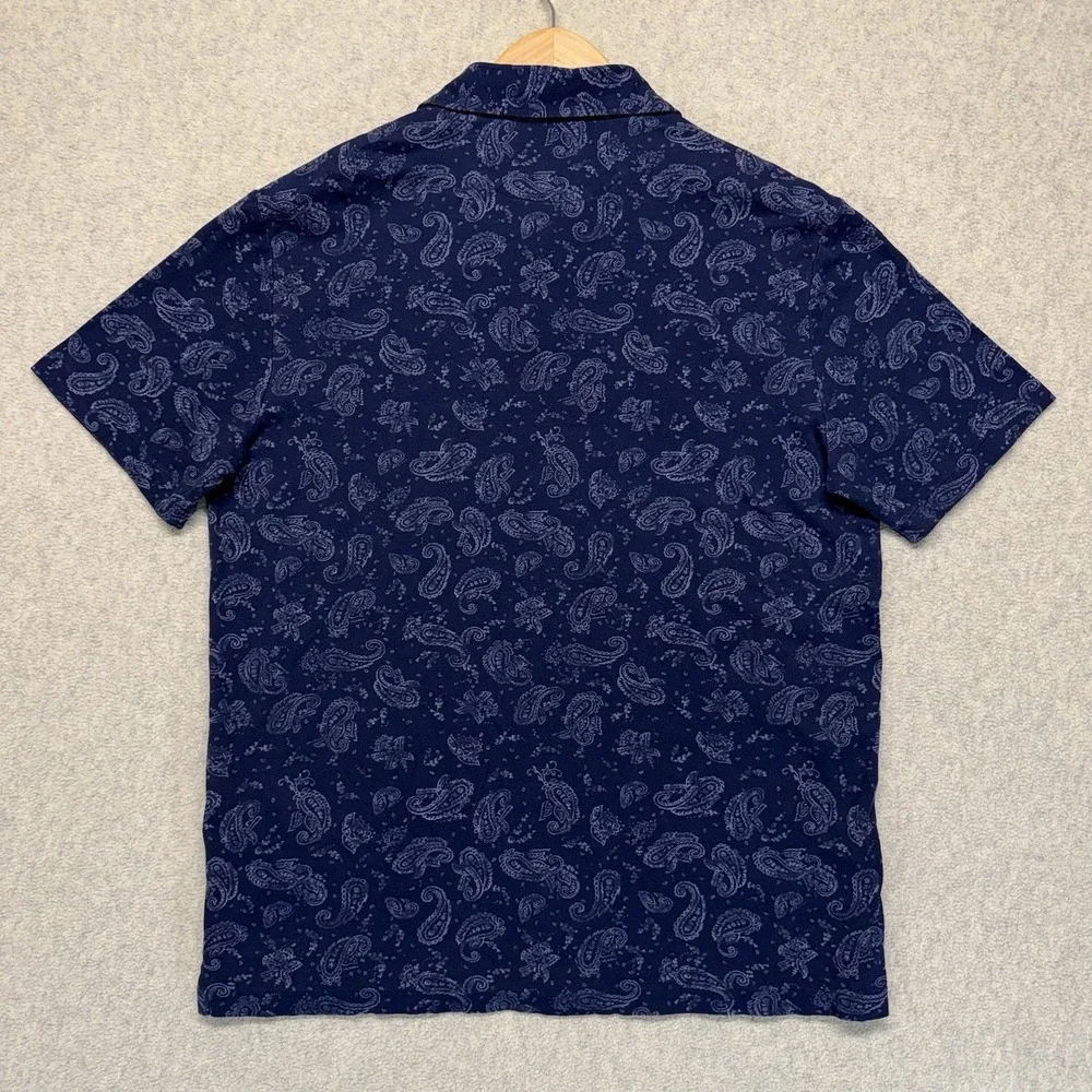 Polo Ralph Lauren Polo Shirt Mens Medium‎ Navy Paisley Print Short Sleeve